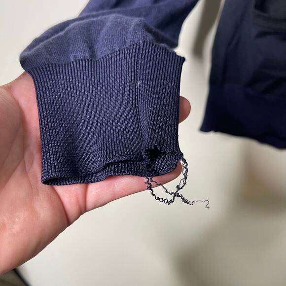 Lanvin navy blue ultra lightweight wool V neck button front cardigan sz S - Picture 7 of 9